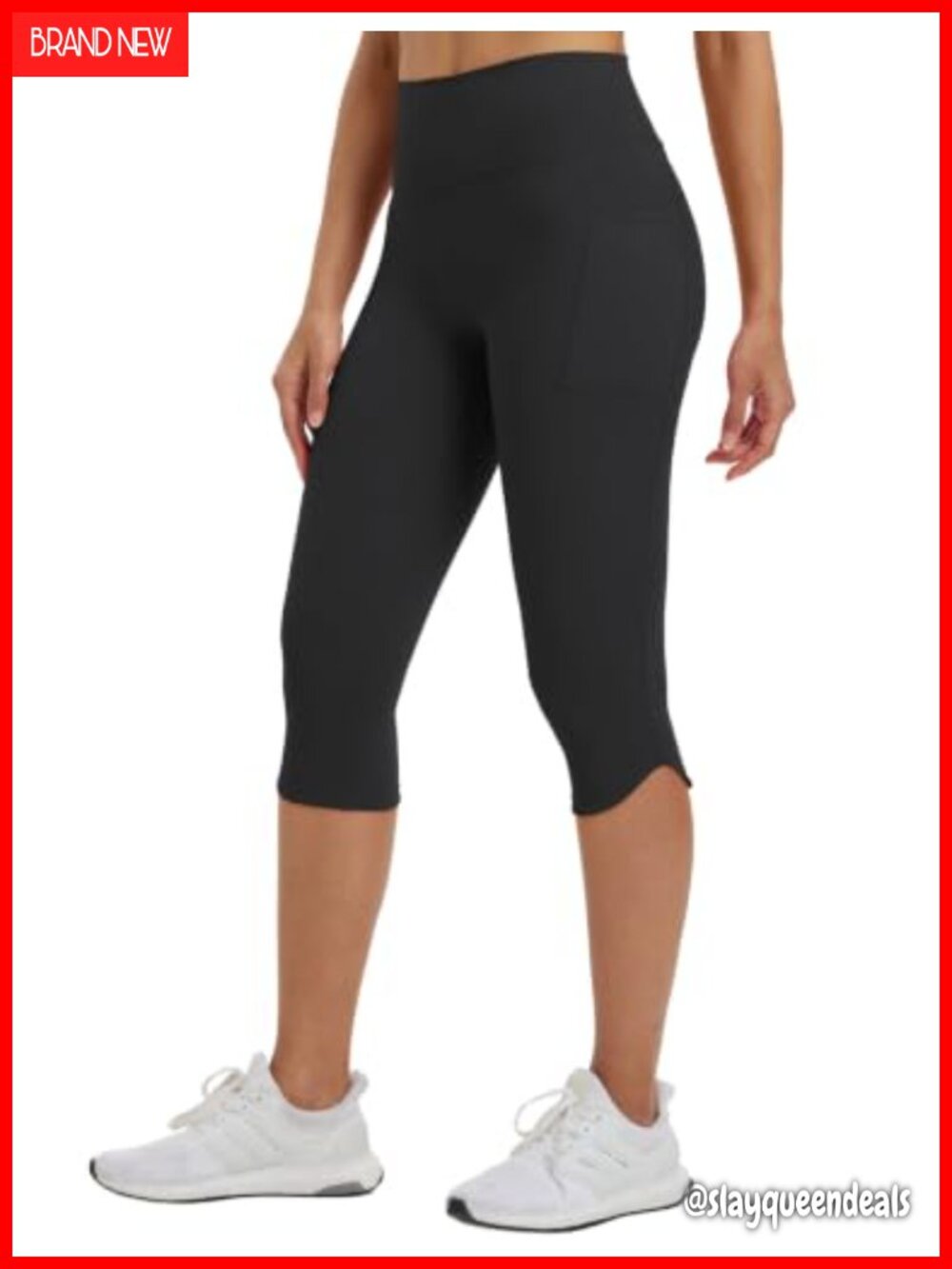 High Waisted Capri Leggings with Pockets Tummy Control Yoga Gym Capris